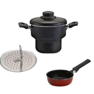 KIT Cuscuzeira + Bule + Frigideira  Ovo Teflonada